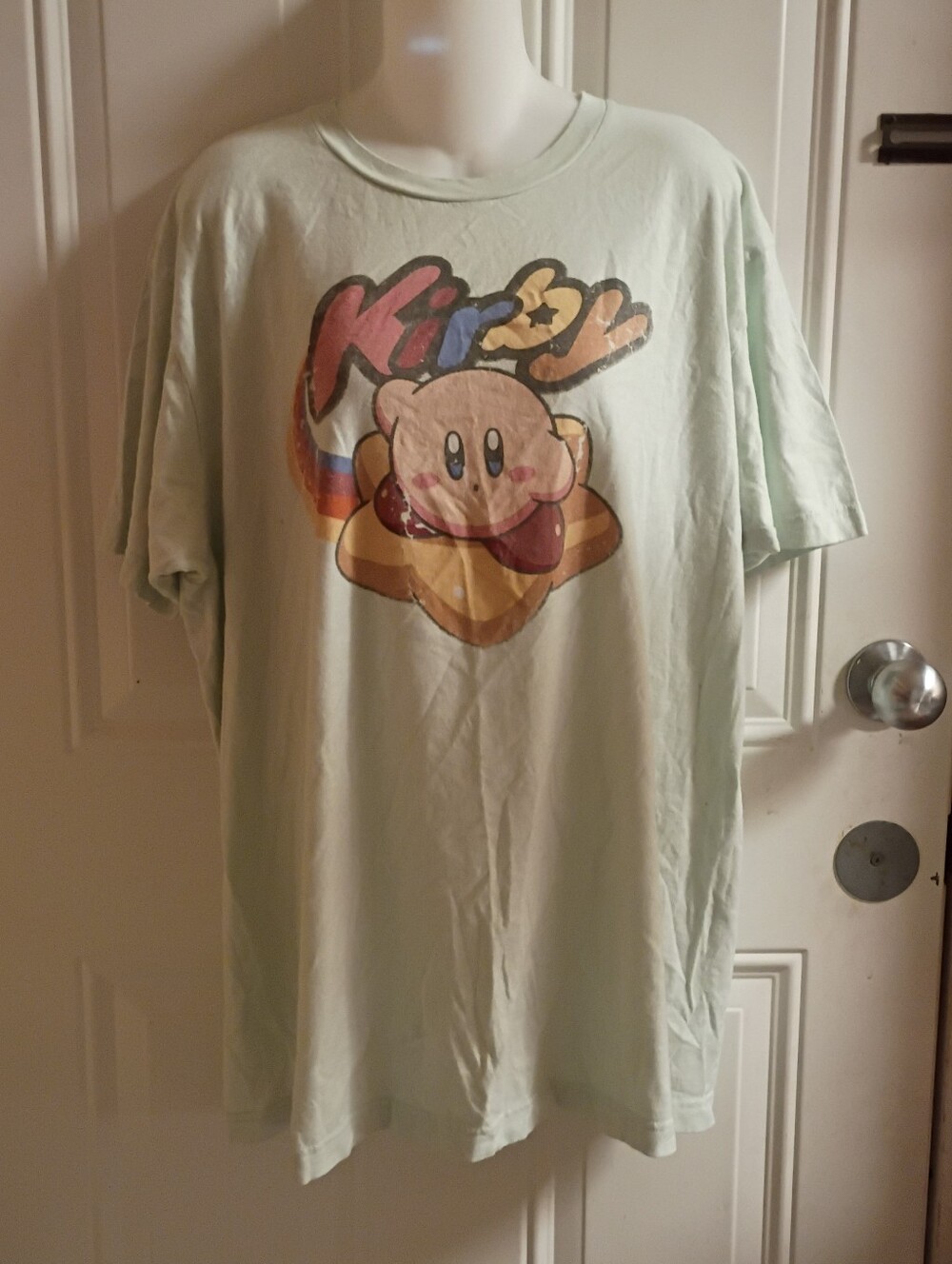 Nintendo Kirby Graphic Tee - Mint Green with Multicolor Print
